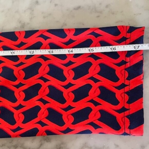 ELIZABETH MCKAY Chain Link Red Blue Pull Over Button Elbow Sleeve Top M - Picture 16 of 17